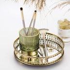 Gold Foil Glass Makeup Organizer - Borosilicate, 7 x 8cm, Dark Green, view 22