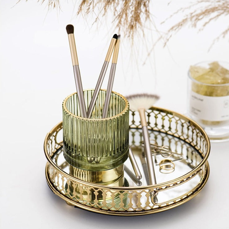 Gold Foil Glass Makeup Organizer - Borosilicate, 7 x 8cm, Dark Green, view 22