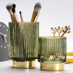 Gold Foil Glass Makeup Organizer - Borosilicate, 7 x 8cm, Dark Green, view 25