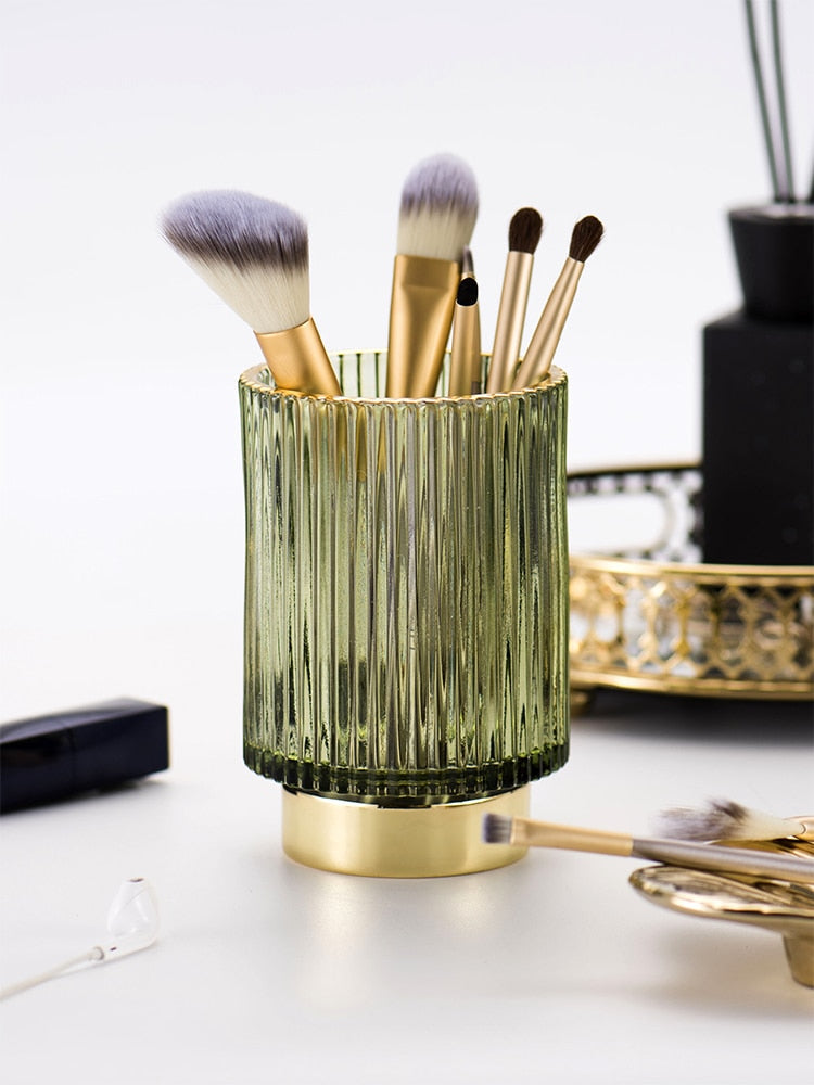 Gold Foil Glass Makeup Organizer - Borosilicate, 7 x 8cm, Dark Green, view 26
