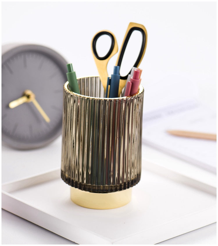 Gold Foil Glass Makeup Organizer - Borosilicate, 7 x 8cm, Dark Green, view 27