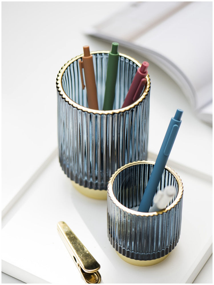 Gold Foil Glass Makeup Organizer - Borosilicate, 7 x 8cm, Dark Green, view 8