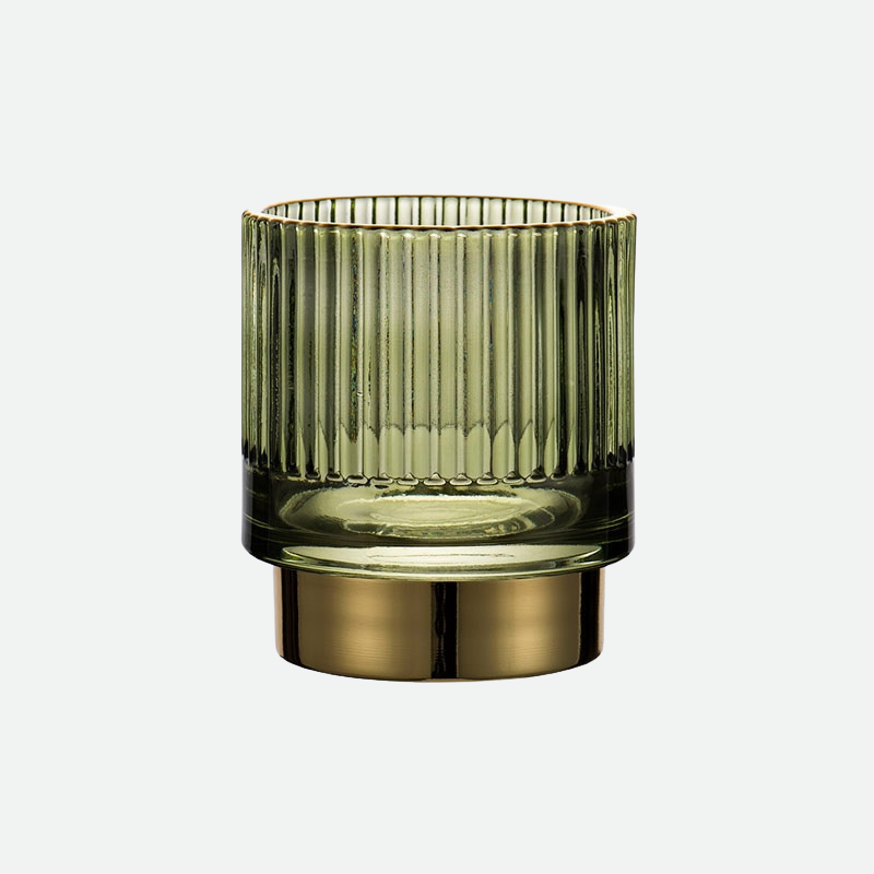 Gold Foil Glass Makeup Organizer - Borosilicate, 7 x 8cm, Dark Green