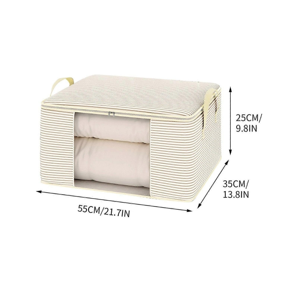 Classic Stripe Foldable Storage Bag - 22"x14"x10", Spacious Design, view 2