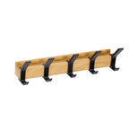 Wall Wardrobe with Movable Hooks - Rubber Wood and Aluminium, 40 x 7 cm, view 7