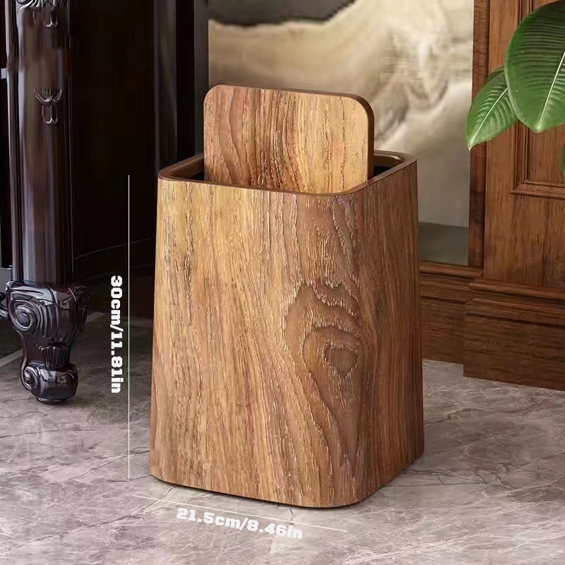 Marble Trash Can with Swivel Lid - High-Quality Plastic, Double-Layer Design, view 10