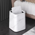 Marble Trash Can with Swivel Lid - High-Quality Plastic, Double-Layer Design, view 3