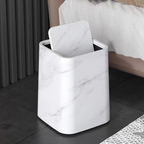 Marble Trash Can with Swivel Lid - High-Quality Plastic, Double-Layer Design, view 5
