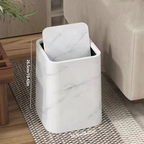 Marble Trash Can with Swivel Lid - High-Quality Plastic, Double-Layer Design, view 6