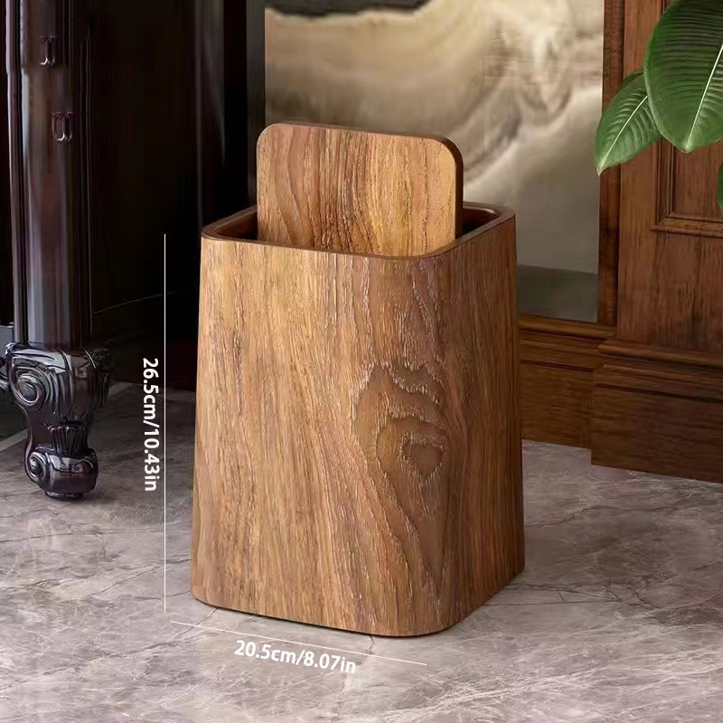 Marble Trash Can with Swivel Lid - High-Quality Plastic, Double-Layer Design, view 9