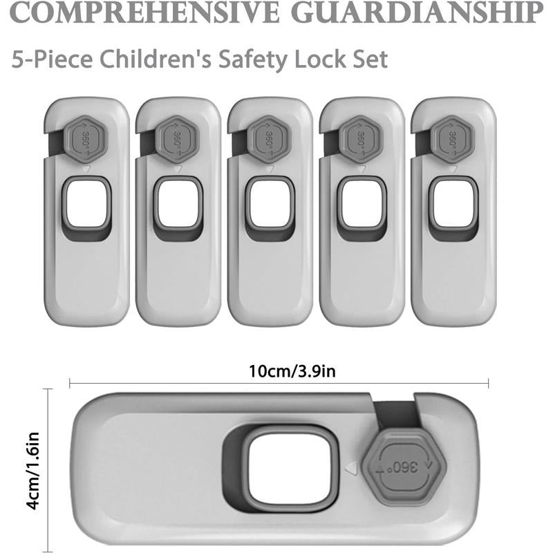 Child Safety Cabinet Locks for Kitchen and Bathroom - Self-Adhesive, 5 Pack, view 7