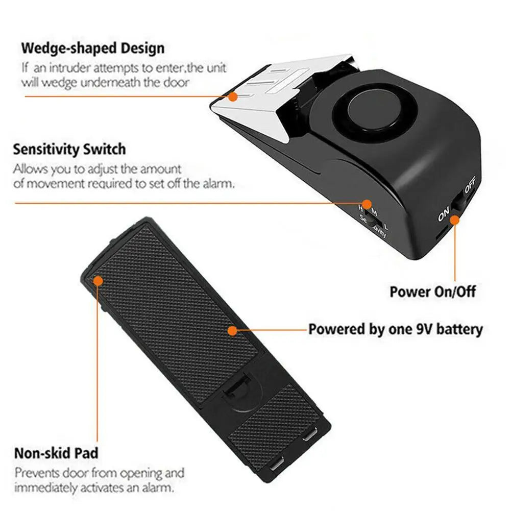 Anti-theft Door Stopper Alarm - 120 dB, Adjustable Sensitivity, Portable, view 3