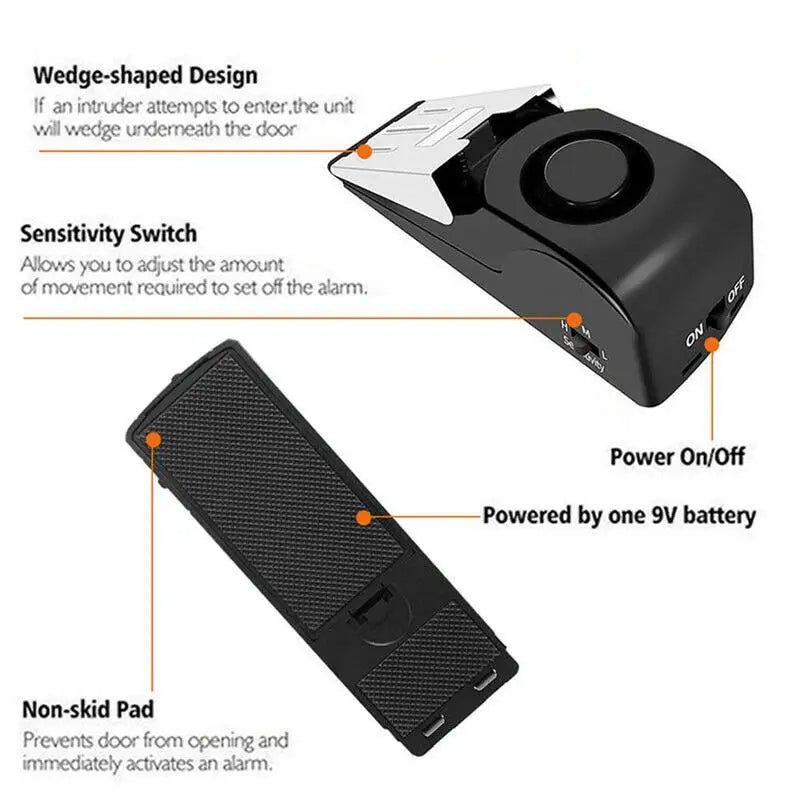 Anti-theft Door Stopper Alarm - 120 dB, Adjustable Sensitivity, Portable, view 9