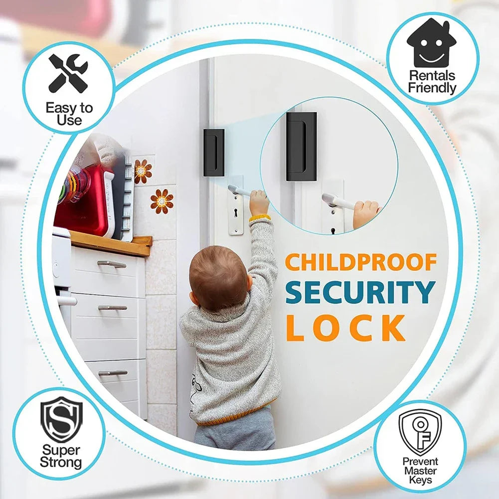 Anti-theft Childproof Door Safety Latch - Aluminium Alloy, 33 x 23 cm, view 6