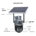 Wireless 4K Outdoor Security Camera with Solar Panel, 4G, Dual Lens, Ip66, view 3