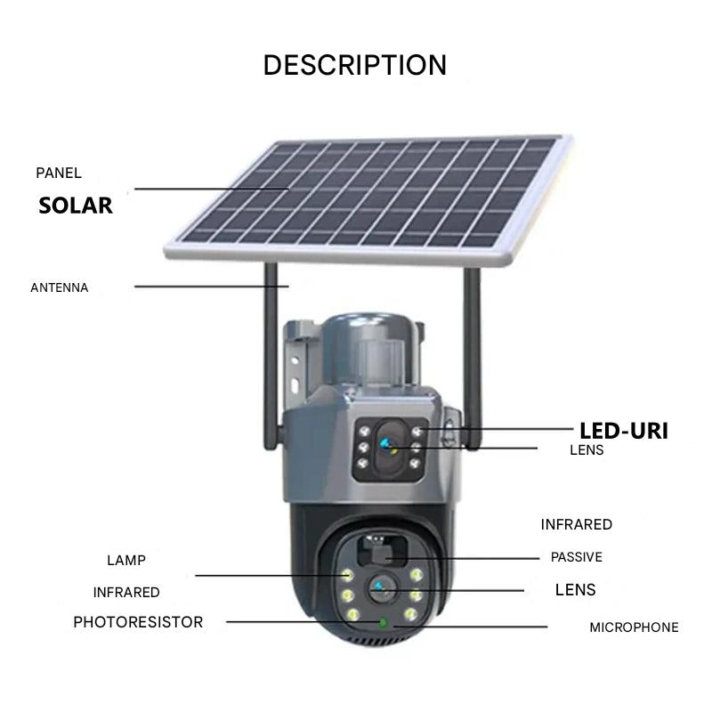 Wireless 4K Outdoor Security Camera with Solar Panel, 4G, Dual Lens, Ip66, view 3