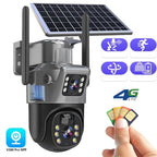 Wireless 4K Outdoor Security Camera with Solar Panel, 4G, Dual Lens, Ip66