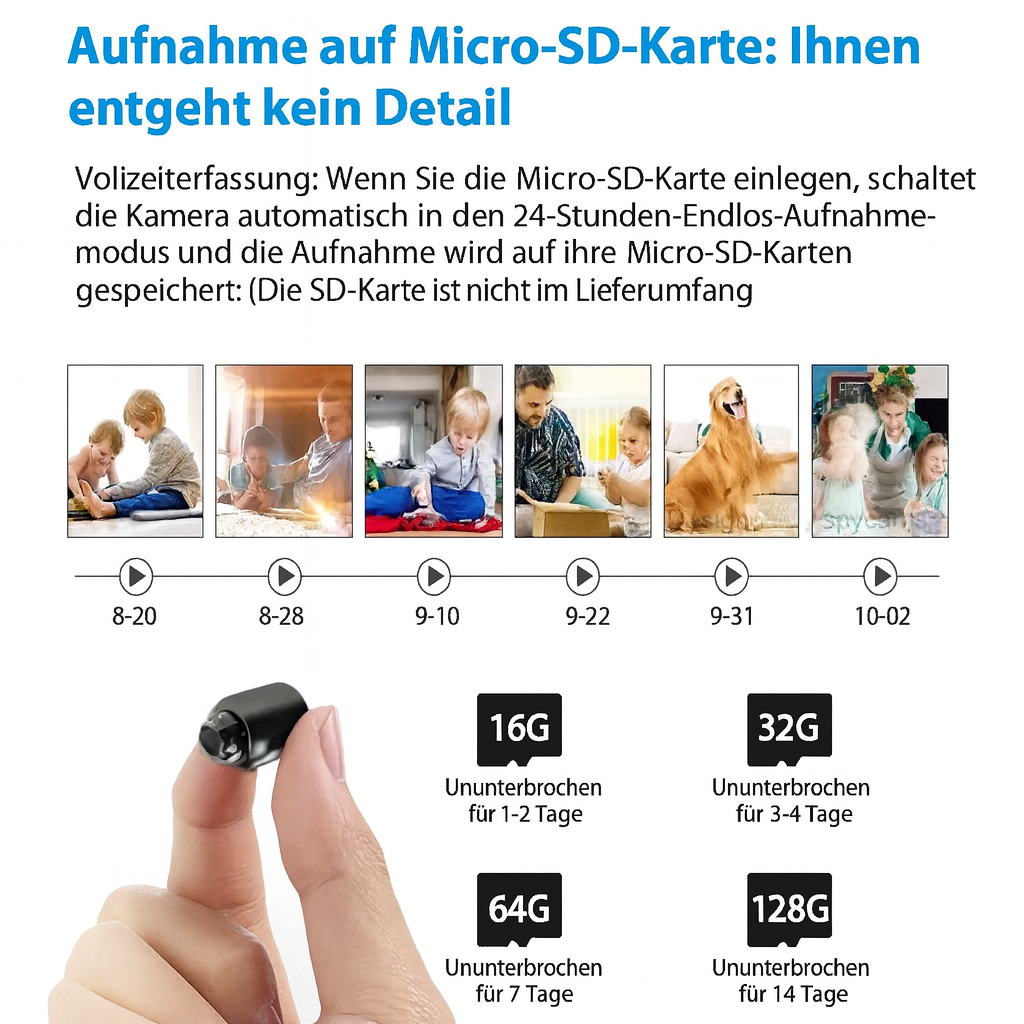 Mini Surveillance Camera WLAN - Night Vision, Motion Detection, 1080p HD, view 2