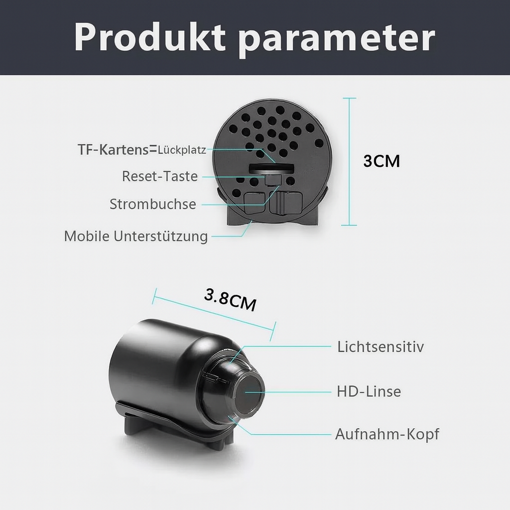Mini Surveillance Camera WLAN - Night Vision, Motion Detection, 1080p HD, view 5