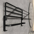Black Wall-Mounted Folding Towel Rack for Bathroom - Powder-Coated Steel