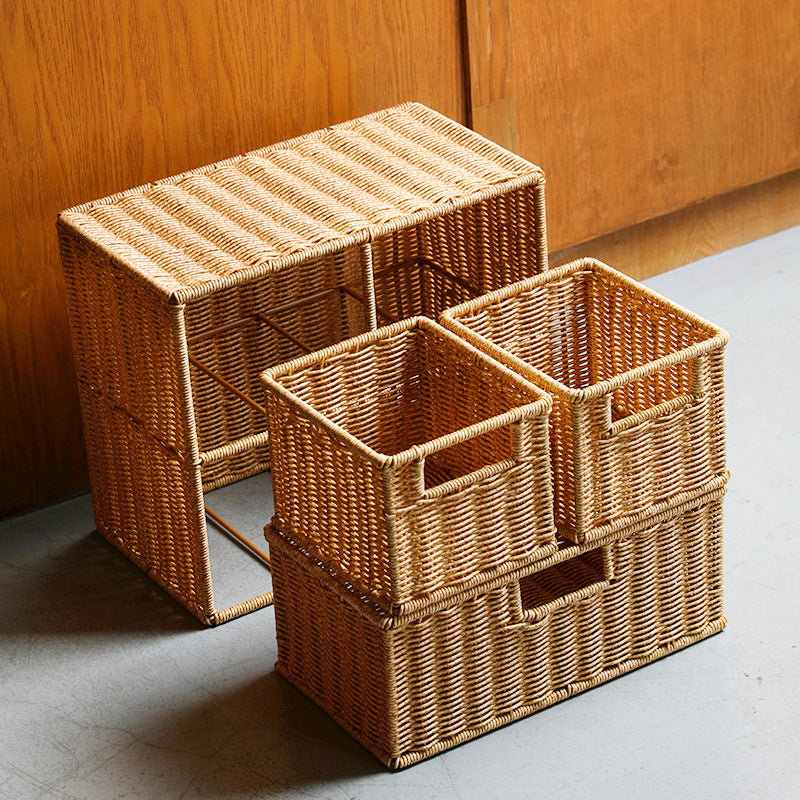 Multi-Drawer Wicker Storage Organizer - High-Quality Wicker, view 2