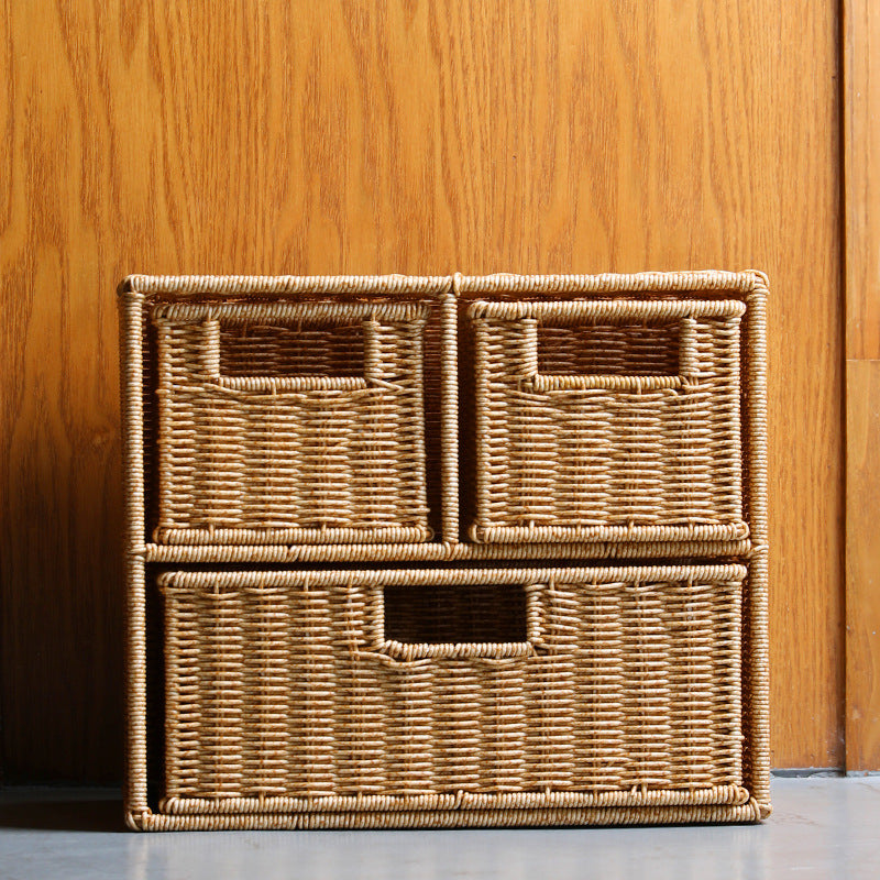 Multi-Drawer Wicker Storage Organizer - High-Quality Wicker, view 3
