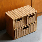 Multi-Drawer Wicker Storage Organizer - High-Quality Wicker, view 4