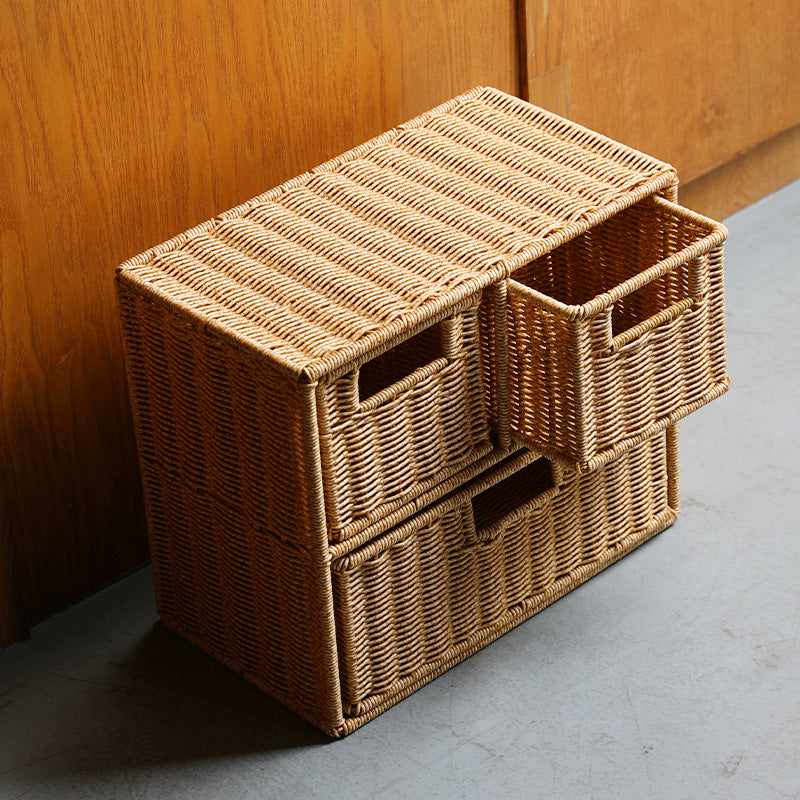 Multi-Drawer Wicker Storage Organizer - High-Quality Wicker, view 5