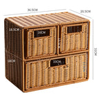 Multi-Drawer Wicker Storage Organizer - High-Quality Wicker, view 6