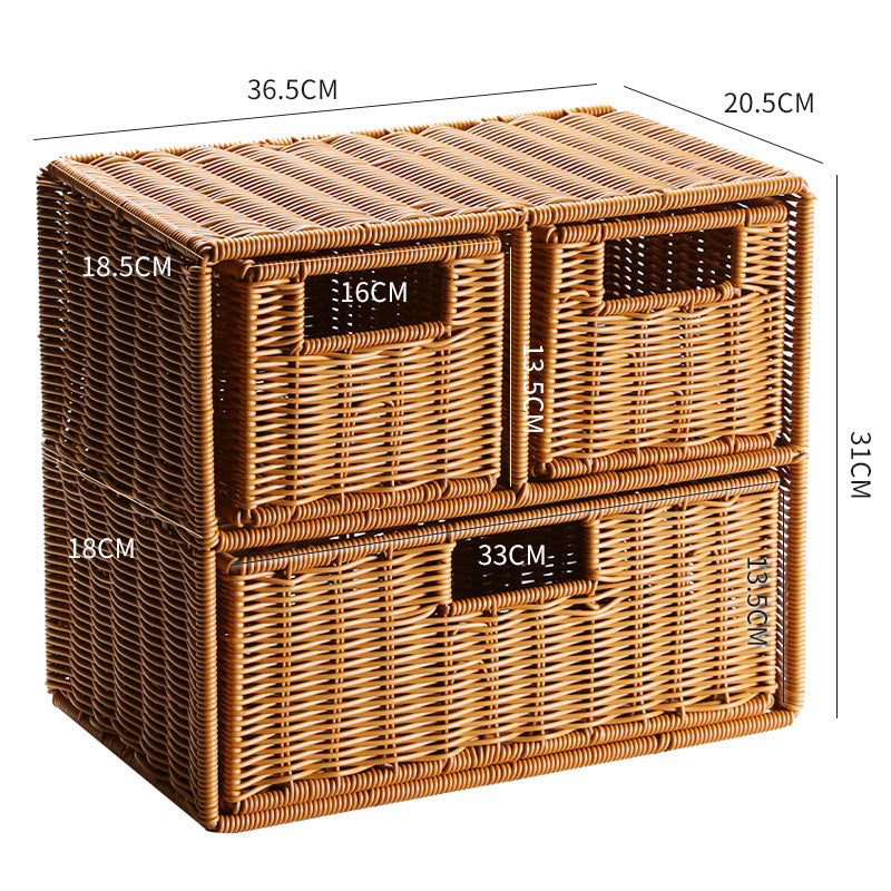 Multi-Drawer Wicker Storage Organizer - High-Quality Wicker, view 6