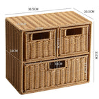 Multi-Drawer Wicker Storage Organizer - High-Quality Wicker, view 7