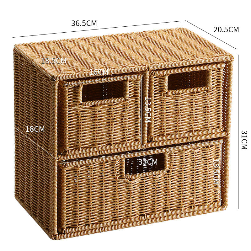 Multi-Drawer Wicker Storage Organizer - High-Quality Wicker, view 7