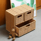 Multi-Drawer Wicker Storage Organizer - High-Quality Wicker