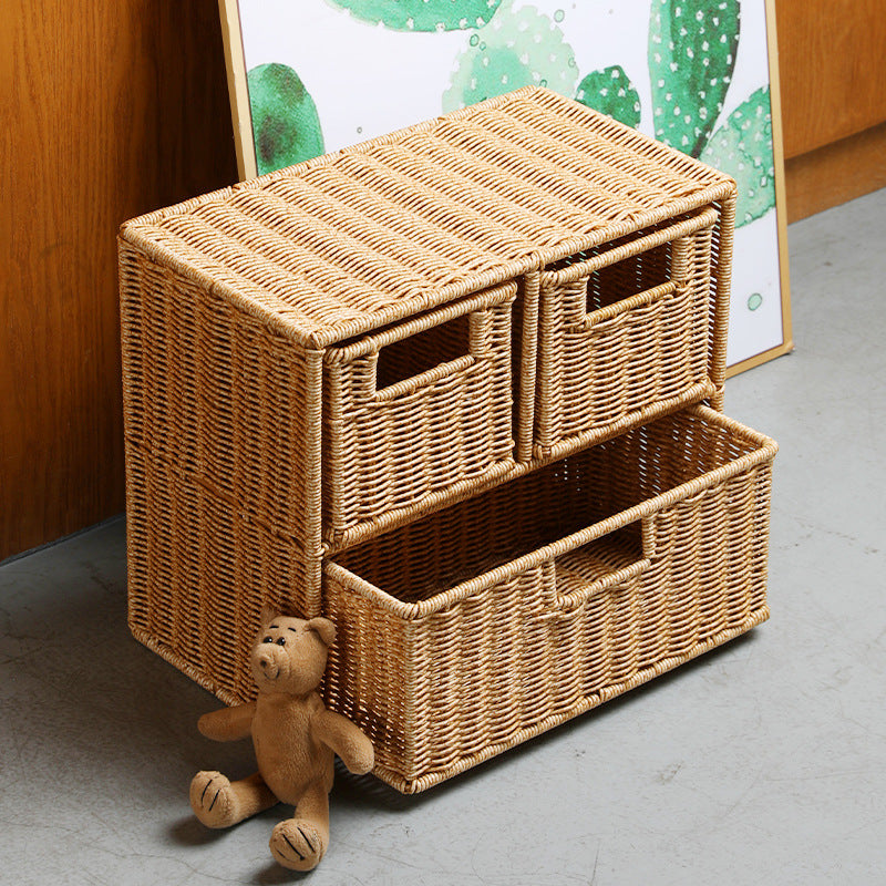 Multi-Drawer Wicker Storage Organizer - High-Quality Wicker