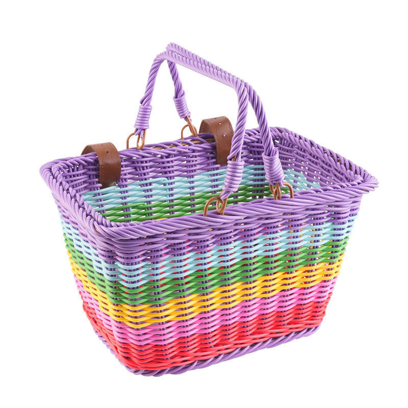 Women Handmade Basket with Leather Handles - Woven, Lightweight, Durable, view 8