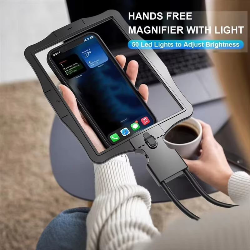 LED Illuminated Hands-Free Magnifying Glass - 5X Switchable Lens, view 2