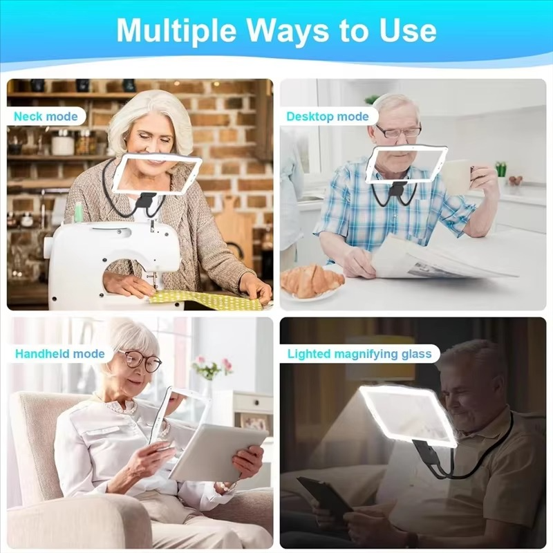 LED Illuminated Hands-Free Magnifying Glass - 5X Switchable Lens, view 4