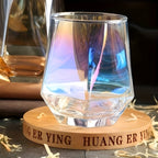 Glass Cup Set of 4 - Transparent Geometric Design, 300 ml Capacity, view 2