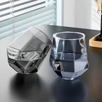 Glass Cup Set of 4 - Transparent Geometric Design, 300 ml Capacity, view 5