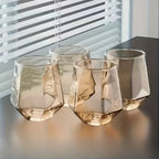 Glass Cup Set of 4 - Transparent Geometric Design, 300 ml Capacity, view 9