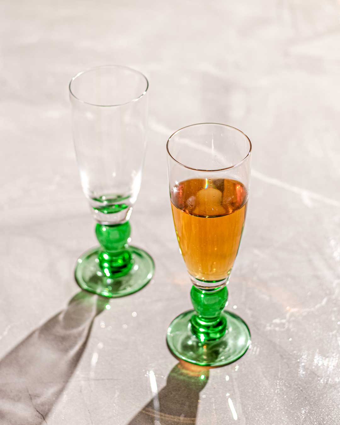 Swirl Green Champagne Flute Glasses - Set of 6, 21 cm Tall, view 2