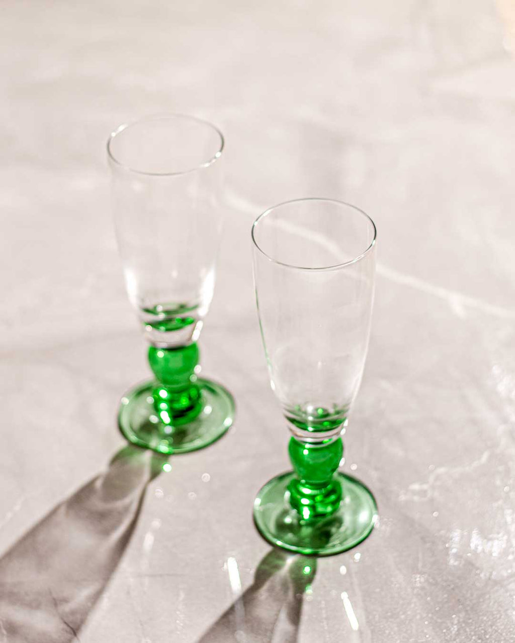 Swirl Green Champagne Flute Glasses - Set of 6, 21 cm Tall, view 3