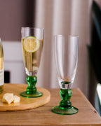 Swirl Green Champagne Flute Glasses - Set of 6, 21 cm Tall, view 4