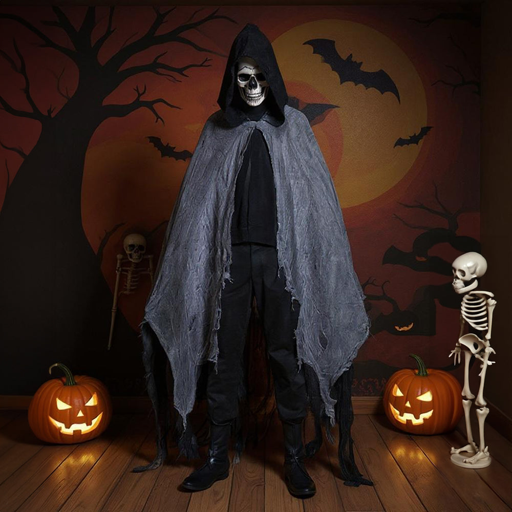 Hooded Halloween Grim Reaper Costume Cloak 185cm