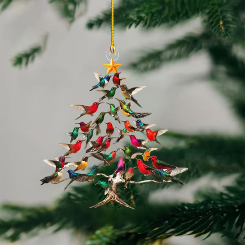 Hummingbird Christmas Decoration, Mica Acrylic, 8 cm