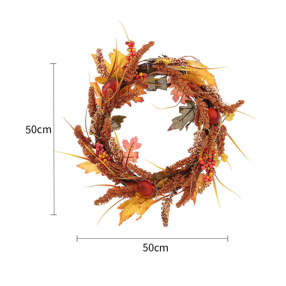 Illuminated Autumn Wreath with Berries and Fall Leaves 50cm