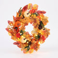 Illuminated Pumpkin Wreath with Maple Leaves and Berries 45cm