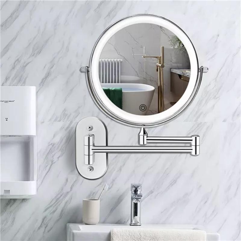 Illuminated Wall-Mounted Makeup Mirror with 3x–10x Magnification and USB-C