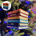 Jane Austen Blown Glass Book Stack Christmas Tree Ornament