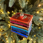Jane Austen Blown Glass Book Stack Christmas Tree Ornament